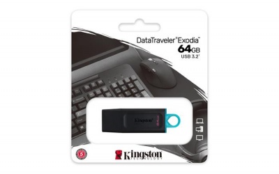 Pendrive, 64GB, USB 3.2, KINGSTON "DataTraveler Exodia", fekete-kék